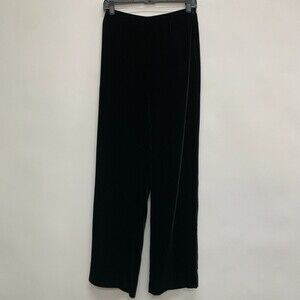 Rena Rowan Pants 4 Black Velvet Rayon Silk Blend Lined Elastic Waistband